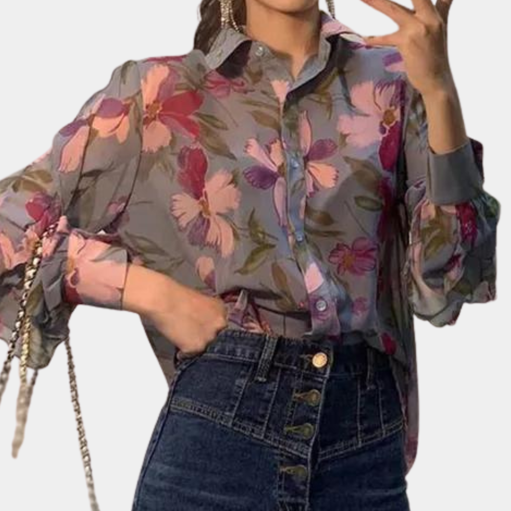 Ibbie - Zomerse gebloemde damesblouse