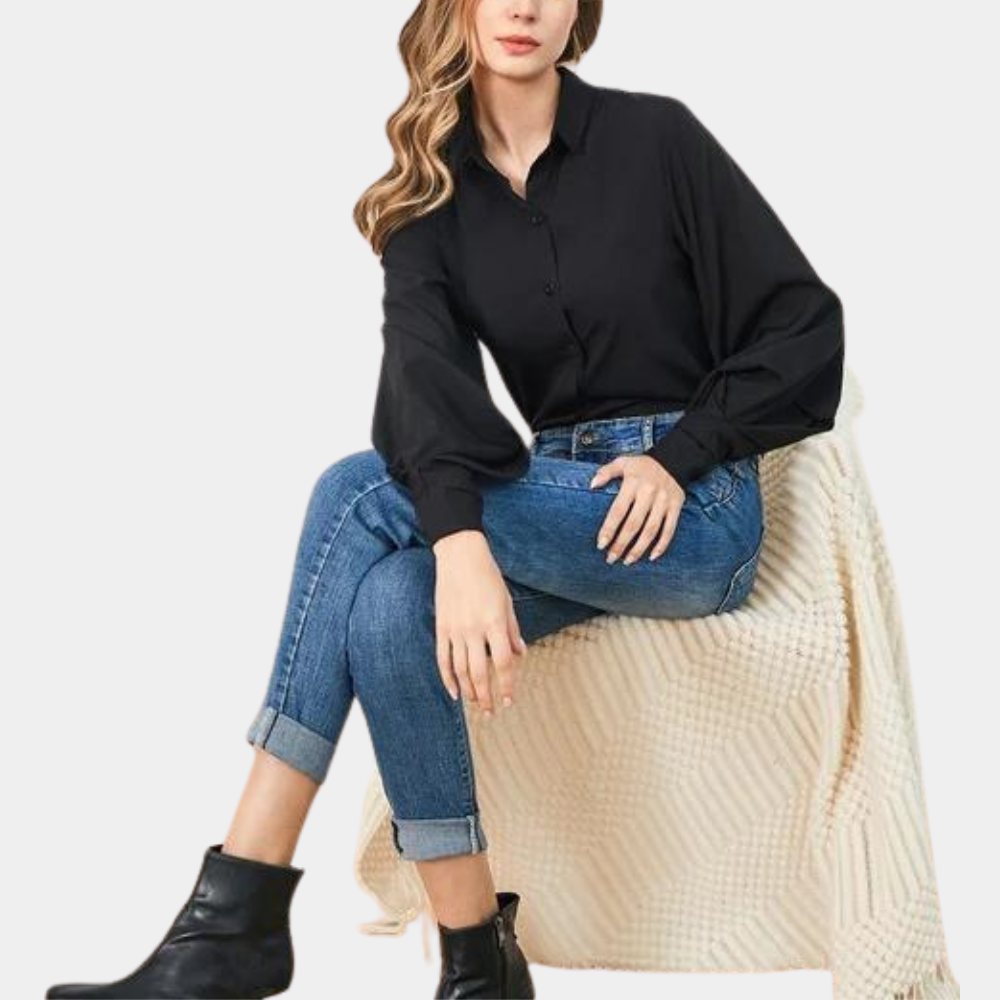 Oceane - Elegante damesblouse met bisschopsmouwen voor de zomer