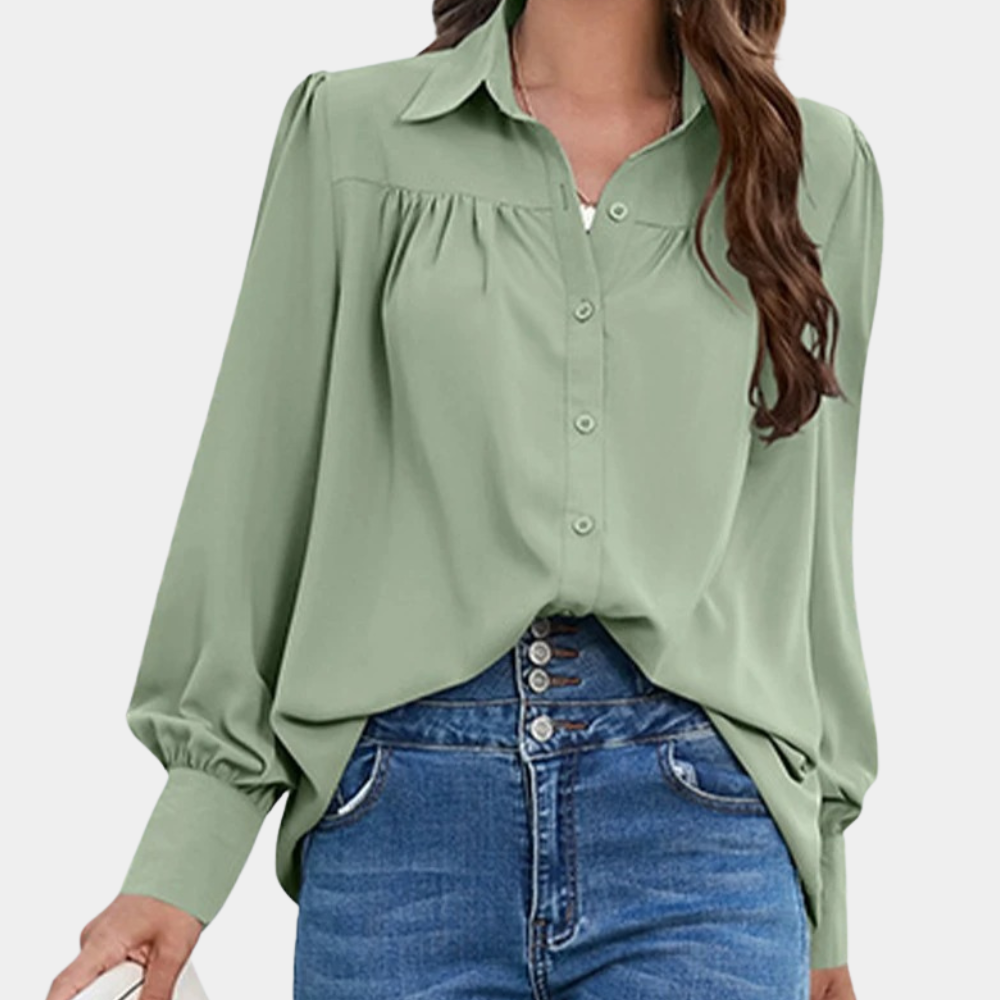 Vera - Geplooide damesblouse met lange mouwen voor de zomer