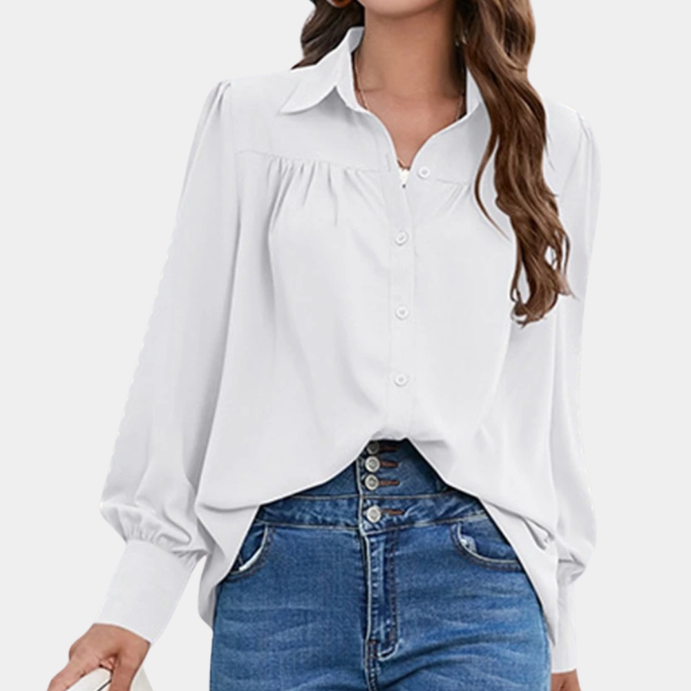 Vera - Geplooide damesblouse met lange mouwen voor de zomer