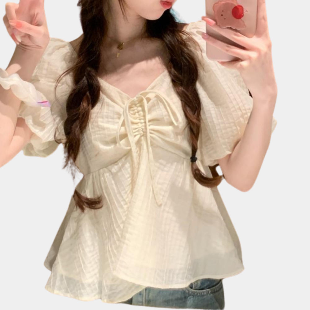 Nanna - Stijlvolle damesblouse met pofmouwen voor de zomer