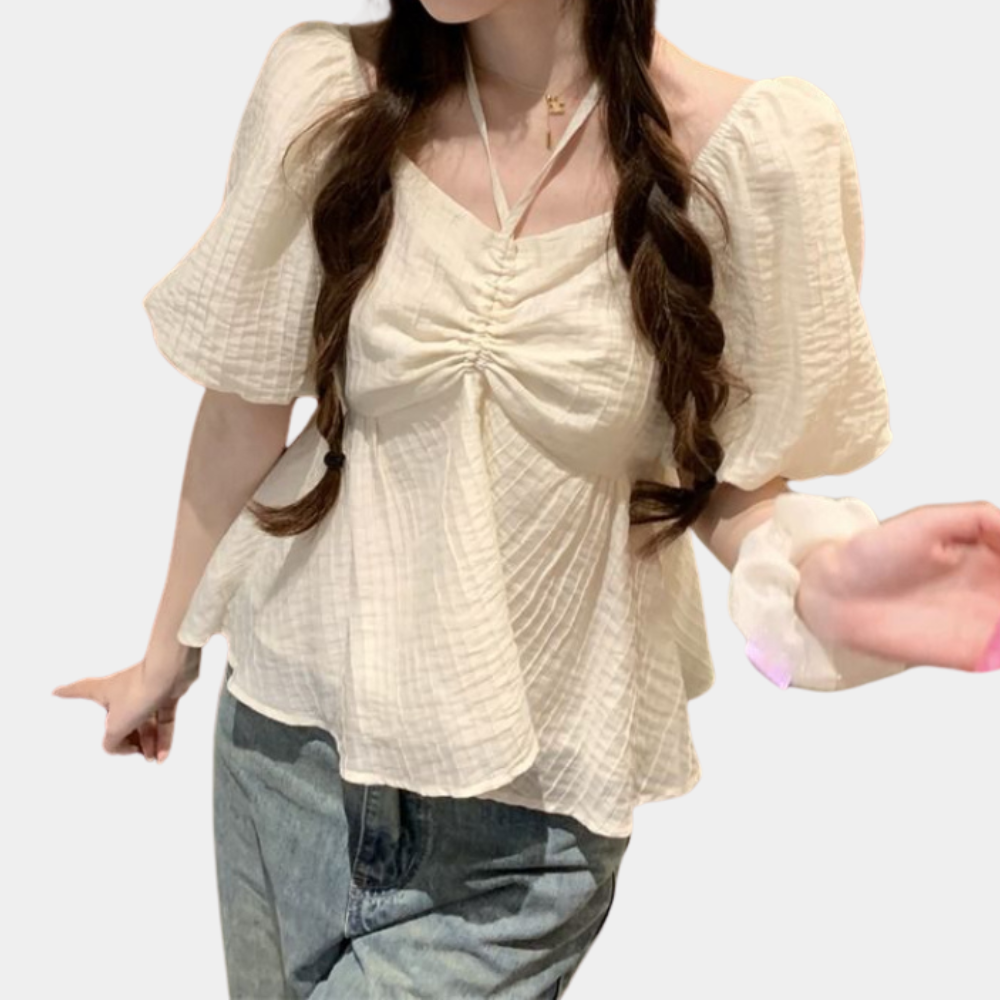 Nanna - Stijlvolle damesblouse met pofmouwen voor de zomer