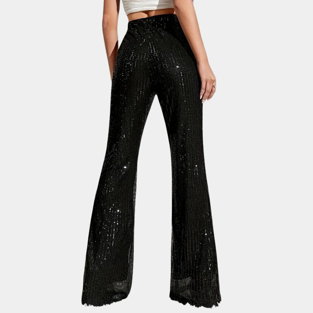Miuccia - Elegante uitlopende zomerbroek met pailletten