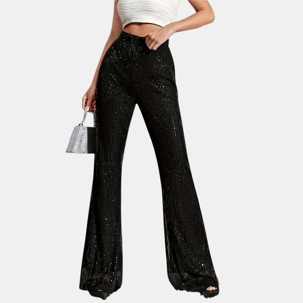Miuccia - Elegante uitlopende zomerbroek met pailletten