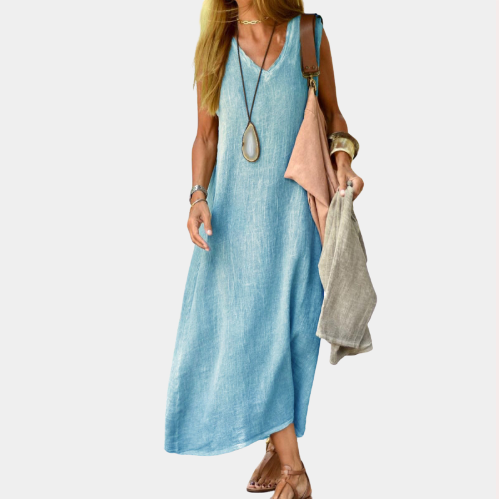 Casual v-hals dames maxi zomerjurk