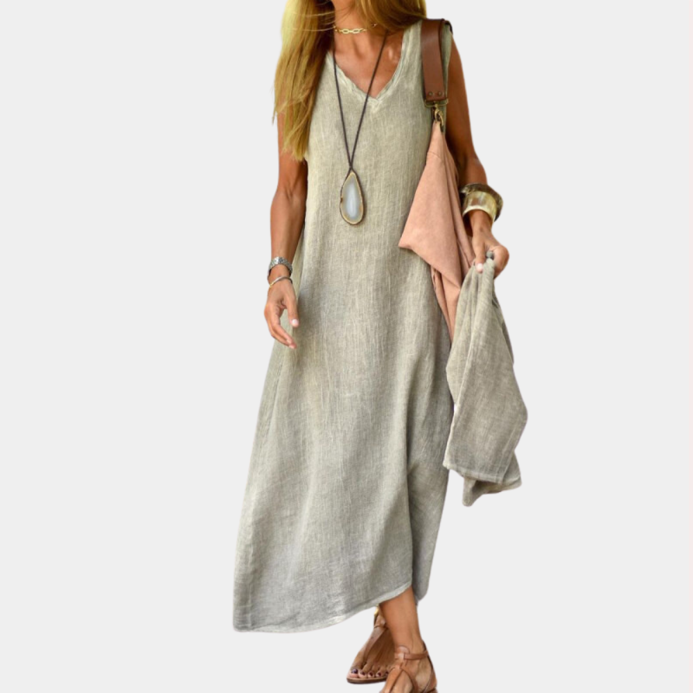 Casual v-hals dames maxi zomerjurk