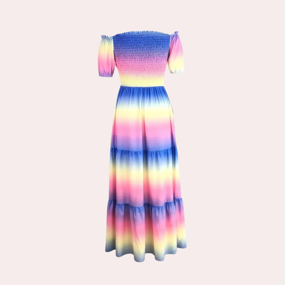 Off-shoulder gelaagde damesjurk voor de zomer