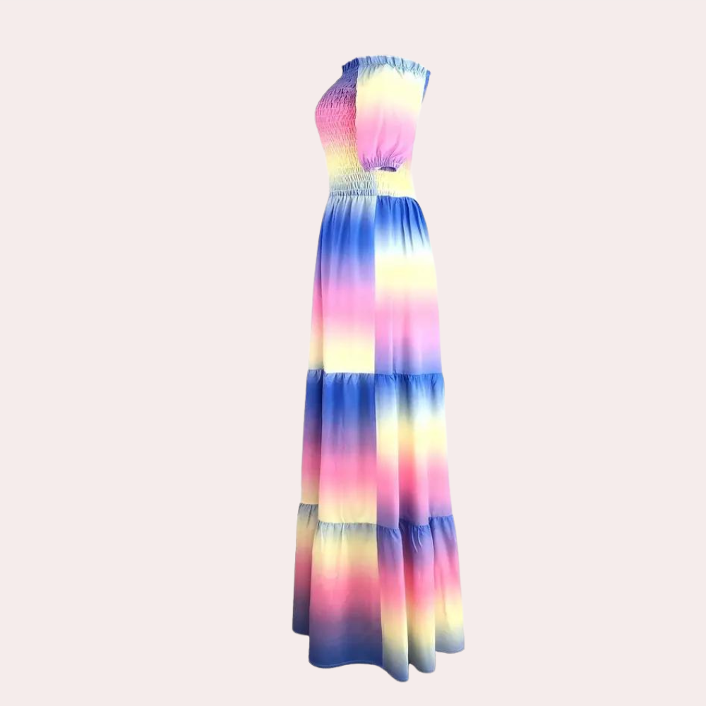Off-shoulder gelaagde damesjurk voor de zomer