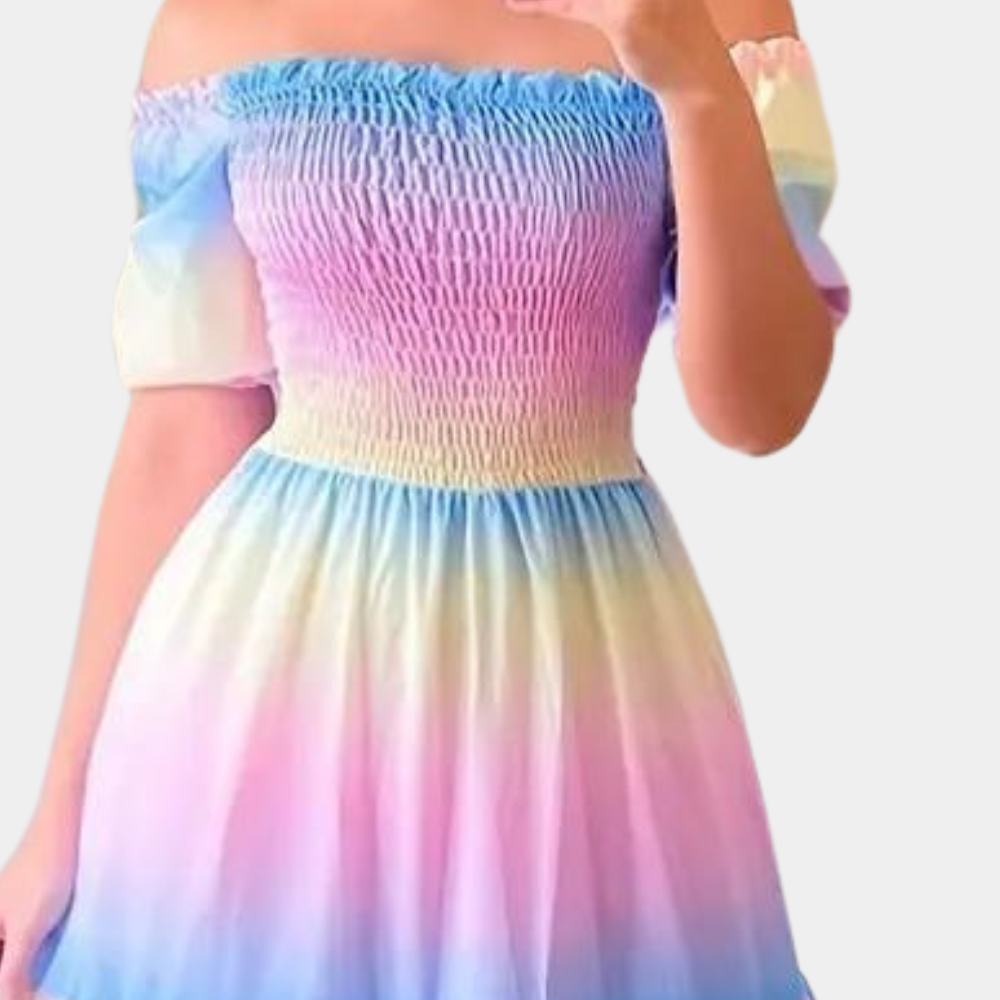 Off-shoulder gelaagde damesjurk voor de zomer