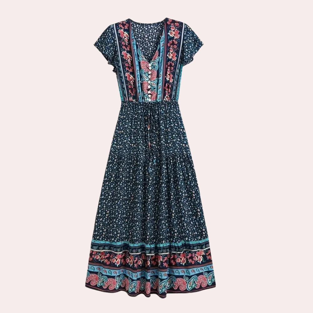 Ludmila - Zomerse bloemige boho jurk voor dames
