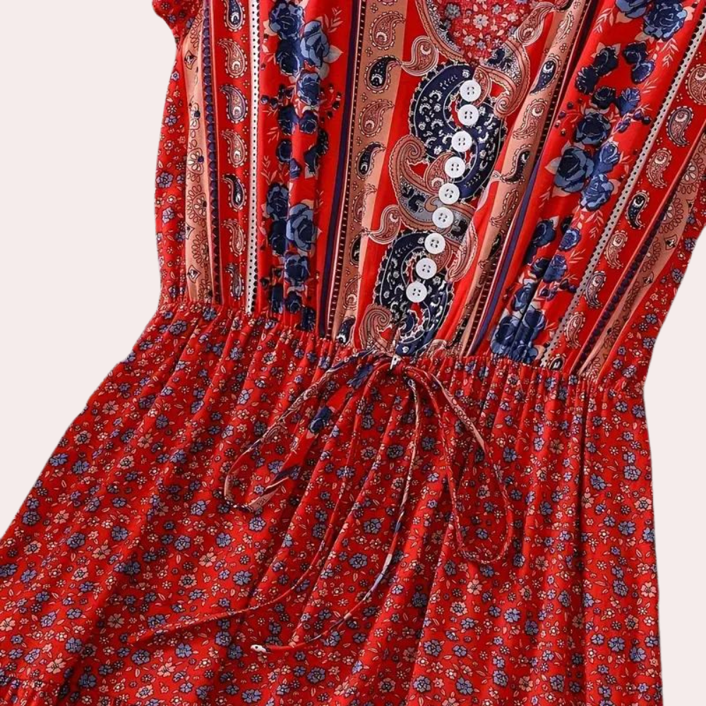 Ludmila - Zomerse bloemige boho jurk voor dames