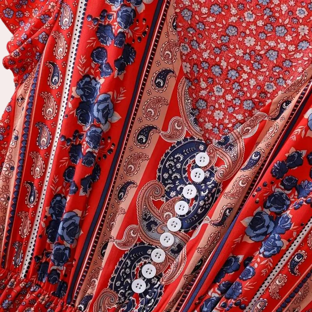 Ludmila - Zomerse bloemige boho jurk voor dames