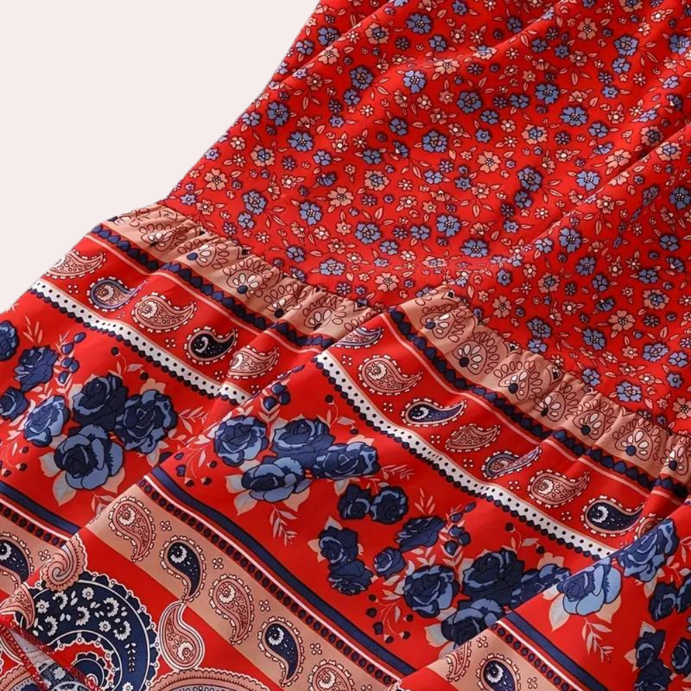 Ludmila - Zomerse bloemige boho jurk voor dames