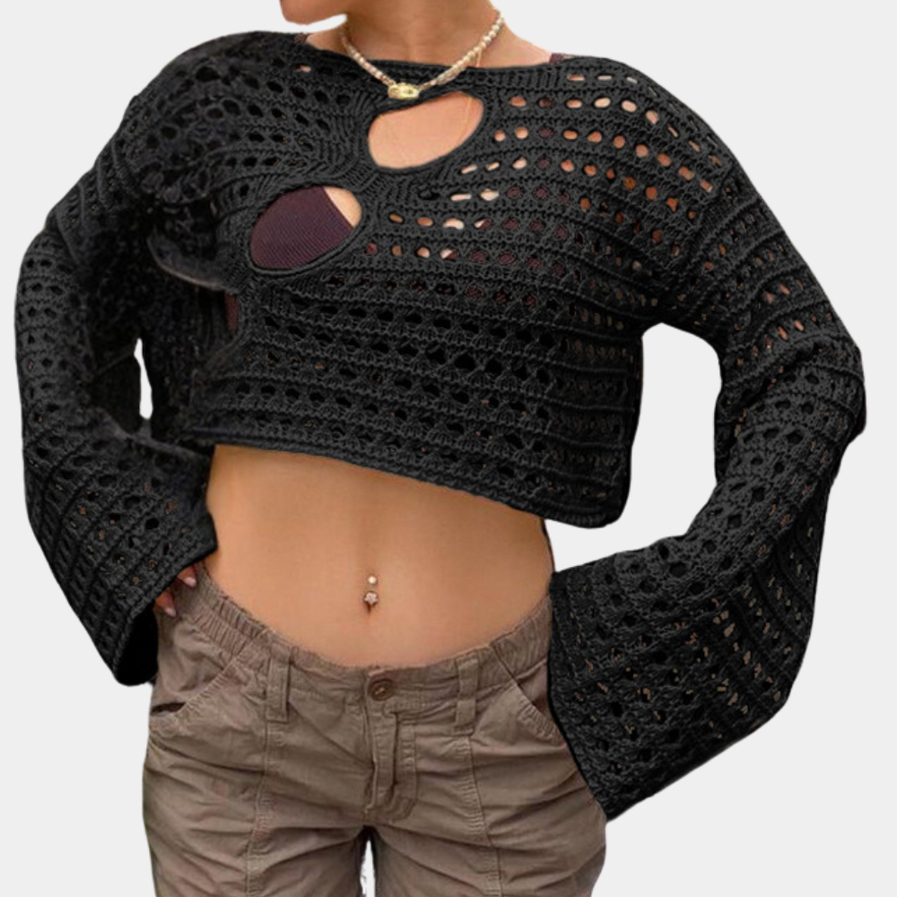 Moderne gebreide dames crop top voor de zomer