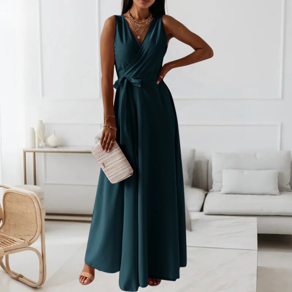 Elegante dames maxi-jurk met v-hals voor de zomer