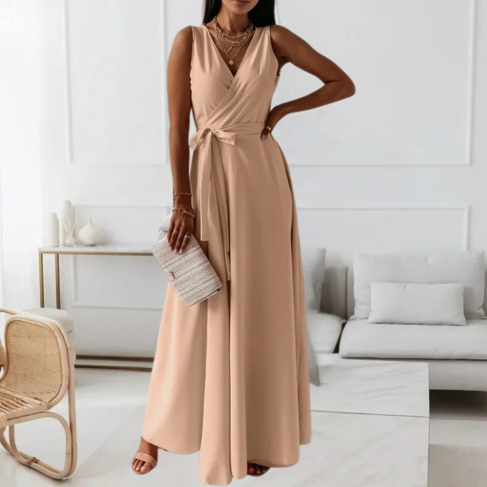 Elegante dames maxi-jurk met v-hals voor de zomer