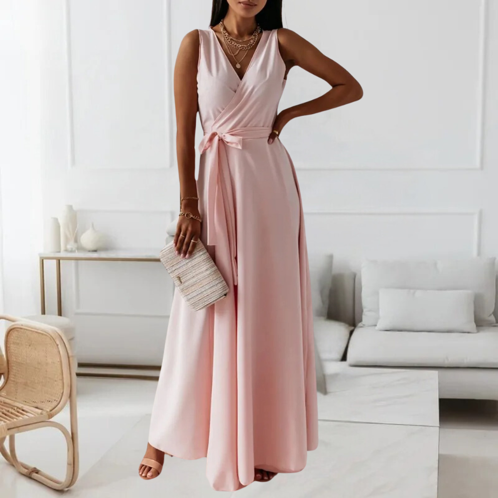 Elegante dames maxi-jurk met v-hals voor de zomer