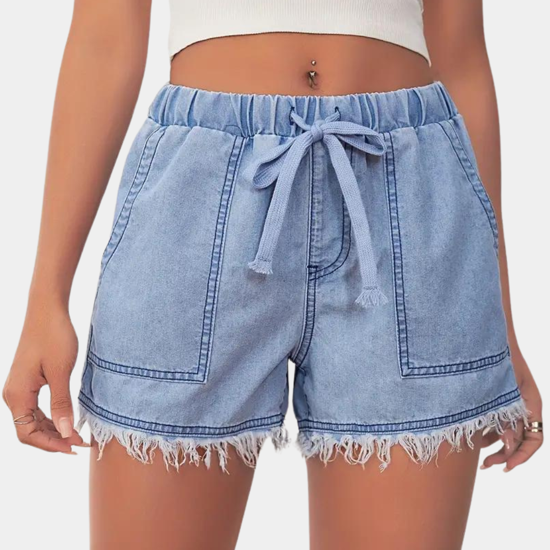 Rosalba - Zomerse dames short met golfzoom en trekkoord
