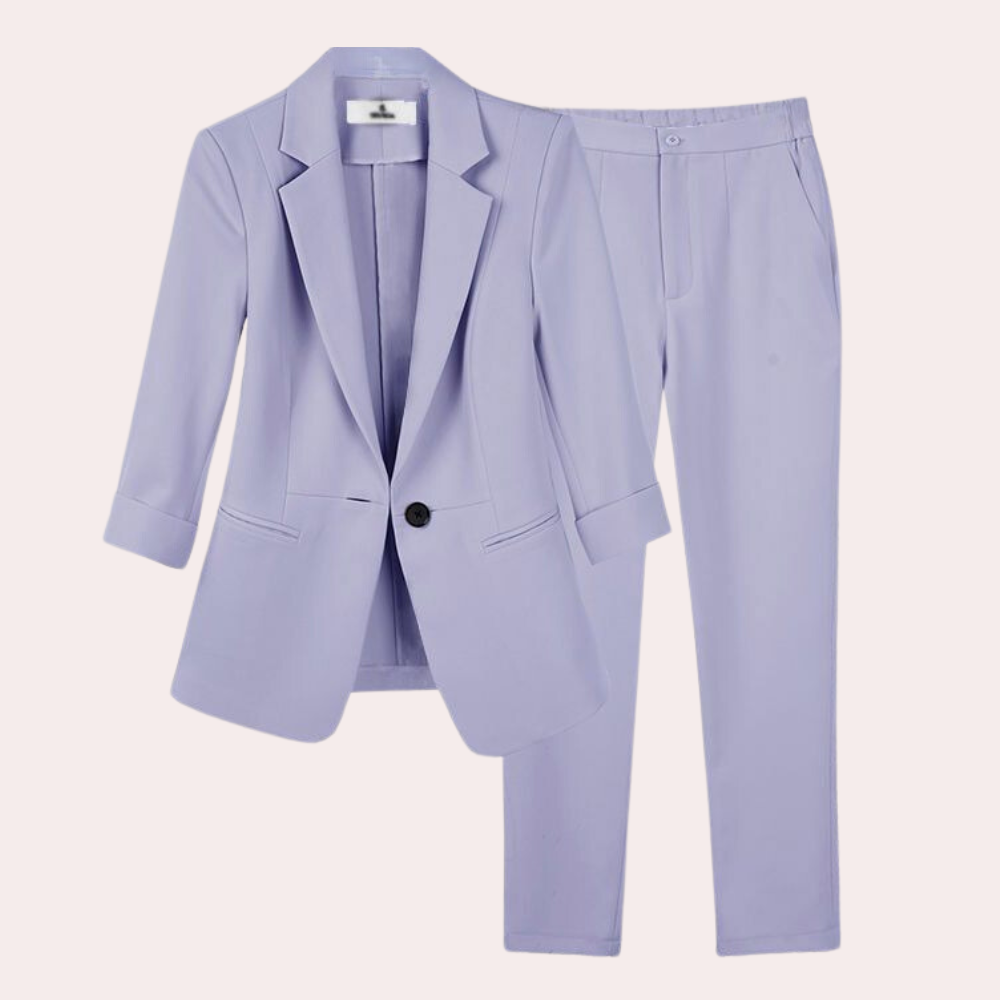 Teresa - Verfijnde dames blazer en broek set voor de zomer