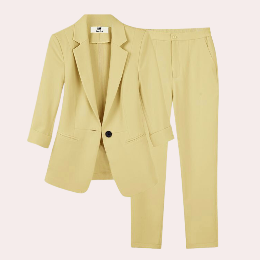 Teresa - Verfijnde dames blazer en broek set voor de zomer