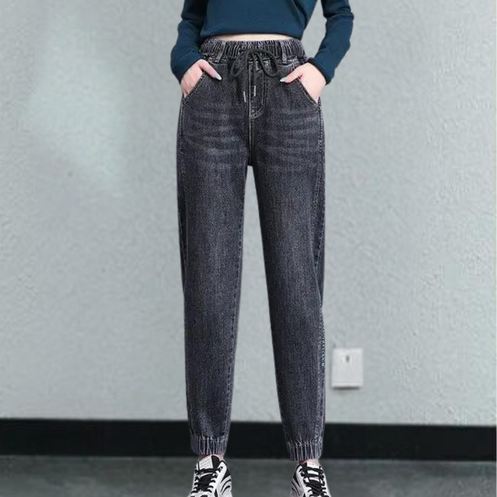 Lucrezia - Casual damesjeans met verstelbaar koord voor de zomer