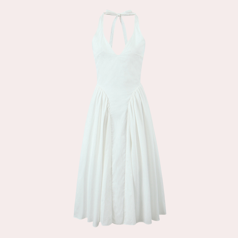 Mani - Elegante Mouwloze Halter Midi Zomerjurk