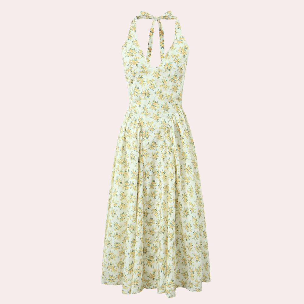 Mani - Elegante Mouwloze Halter Midi Zomerjurk