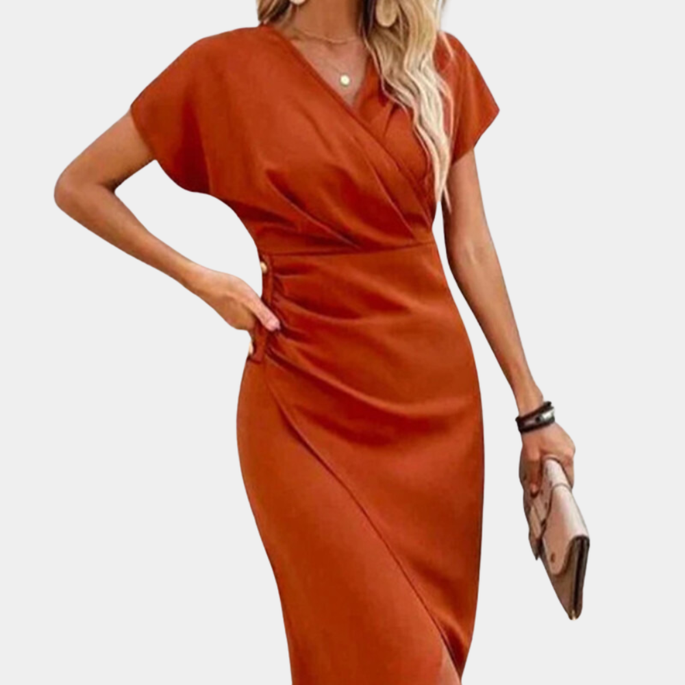 Nadia - Tijdloze V-hals Midi met een moderne zomerse twist