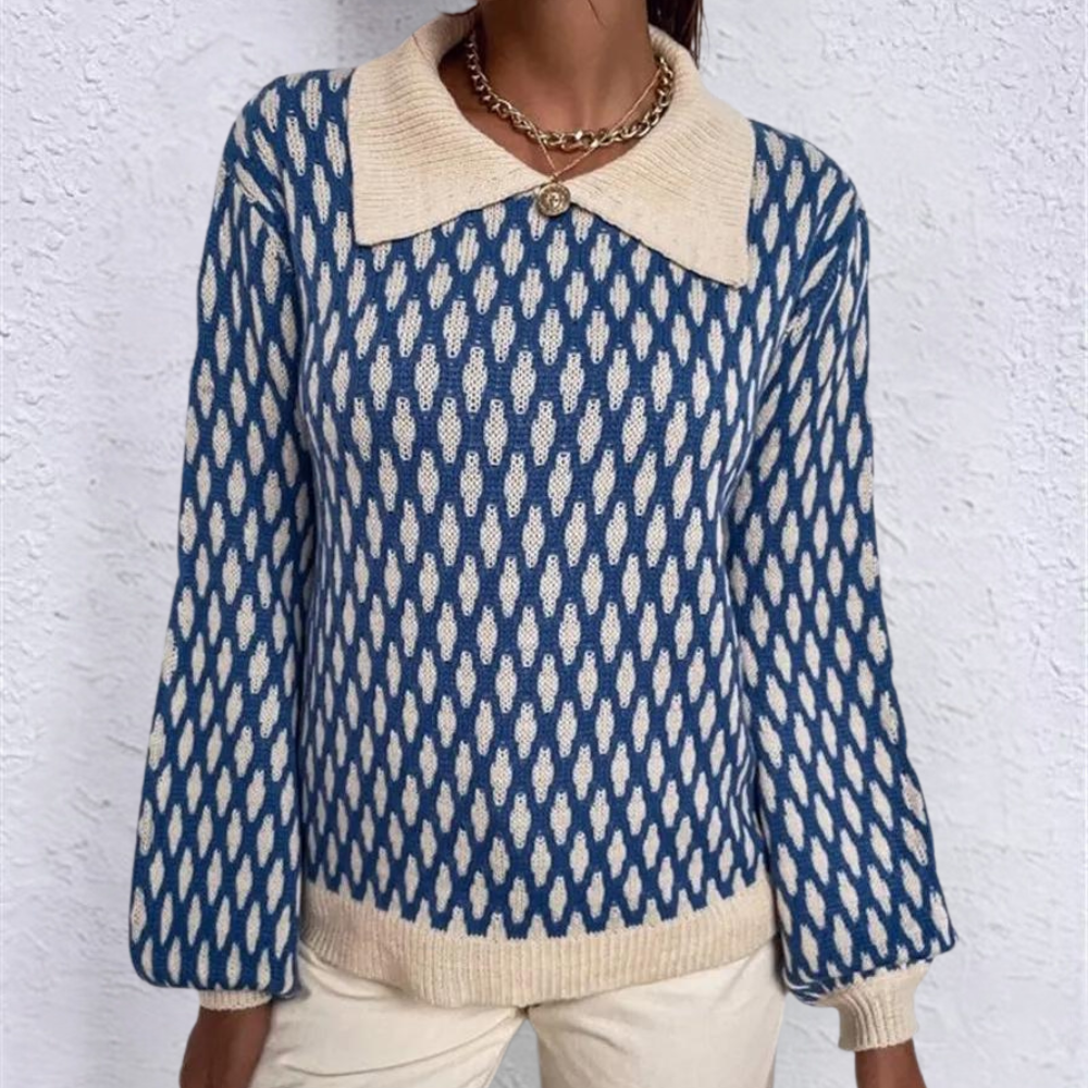 Bronwen - Trendy dames trui met kraag detail voor de lente en zomer