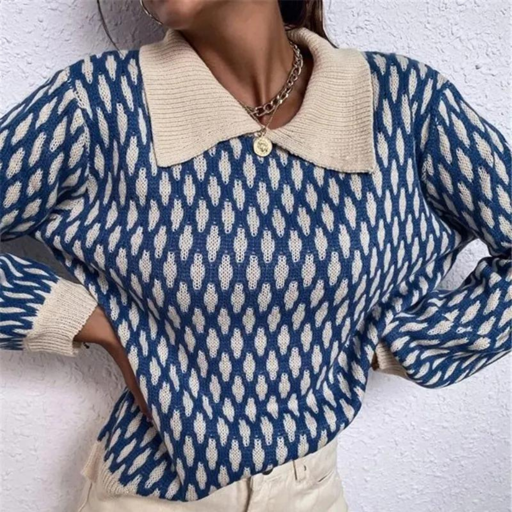 Bronwen - Trendy dames trui met kraag detail voor de lente en zomer