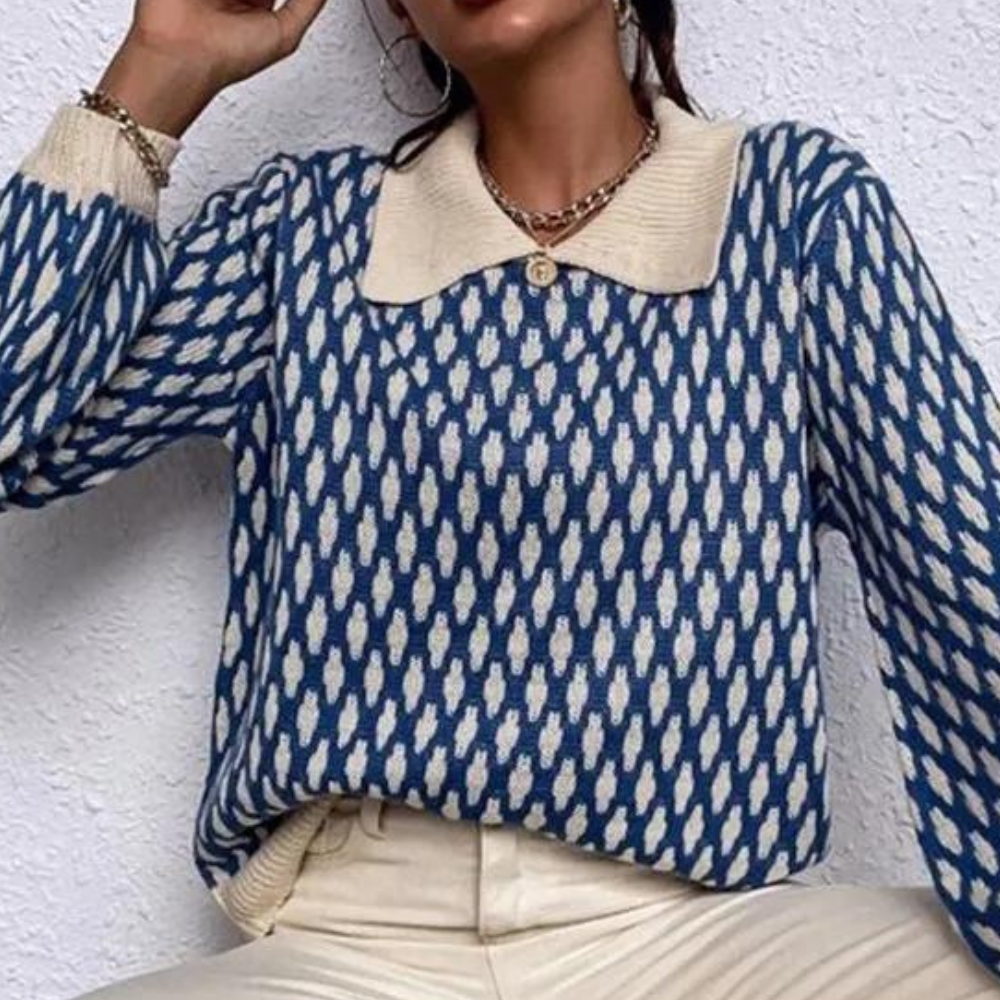 Bronwen - Trendy dames trui met kraag detail voor de lente en zomer