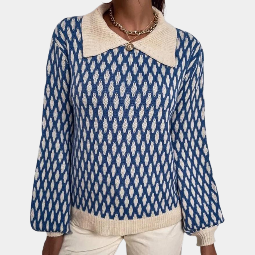 Bronwen - Trendy dames trui met kraag detail voor de lente en zomer