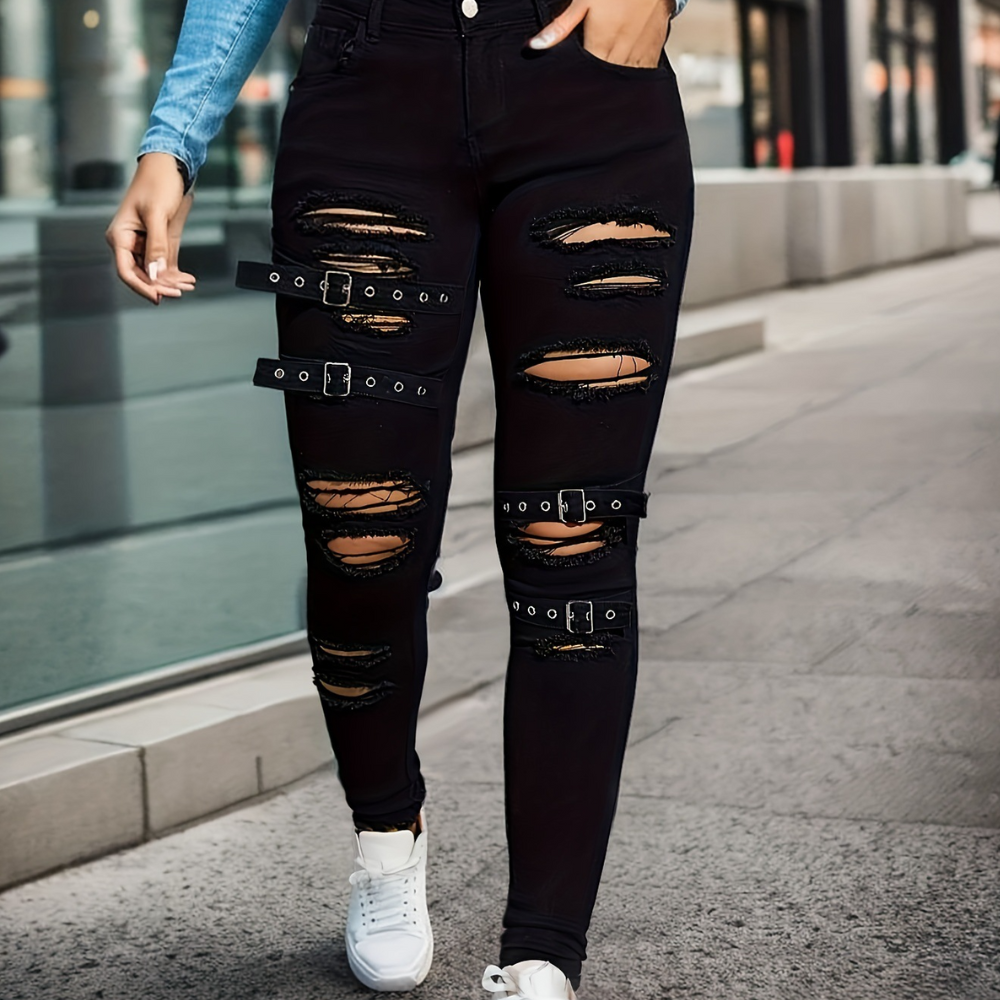 Sotiria - Stijlvolle gescheurde zomerbroek met trendy look
