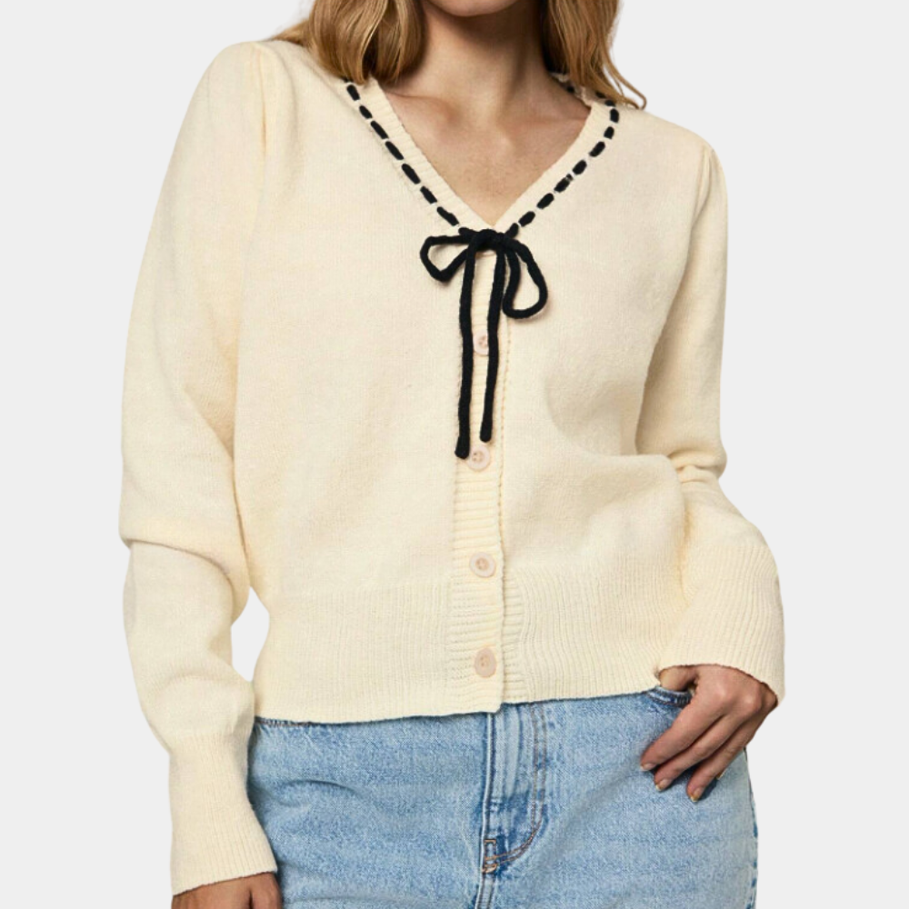 Anthoula - Elegante Dames V-hals Zomerse Trui met Strik