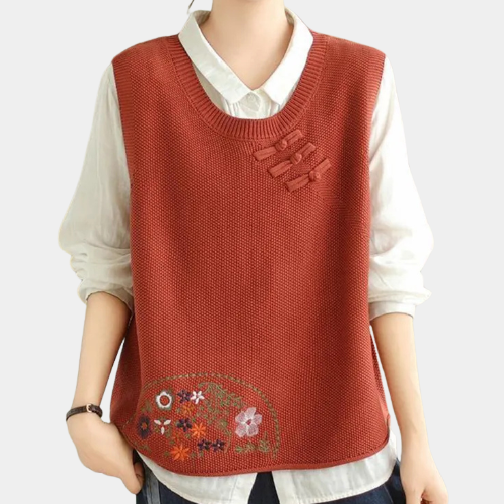Penina - Elegant geborduurd damesvest met bloemen voor de zomer
