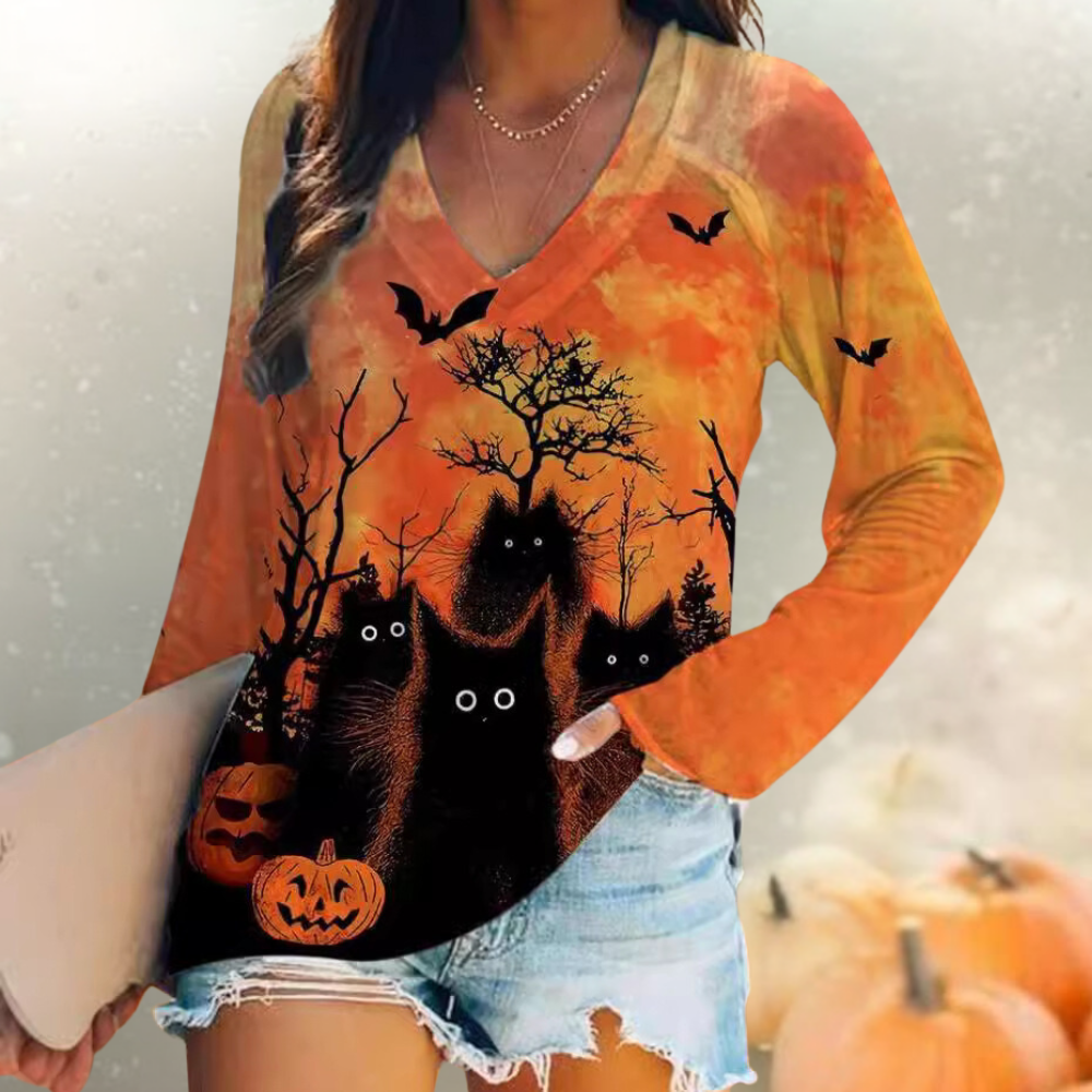 Rella - Dames T-shirt met Zomerse Kat opdruk
