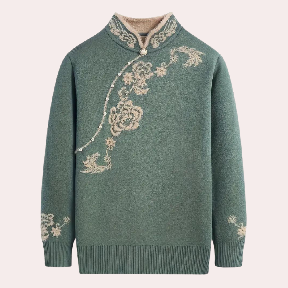 Emiliya - Elegante zomerse trui met mandarijnkraag voor dames
