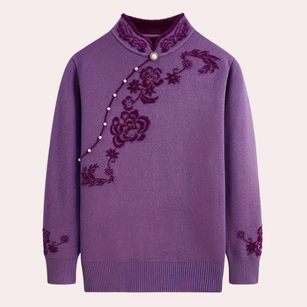 Emiliya - Elegante zomerse trui met mandarijnkraag voor dames