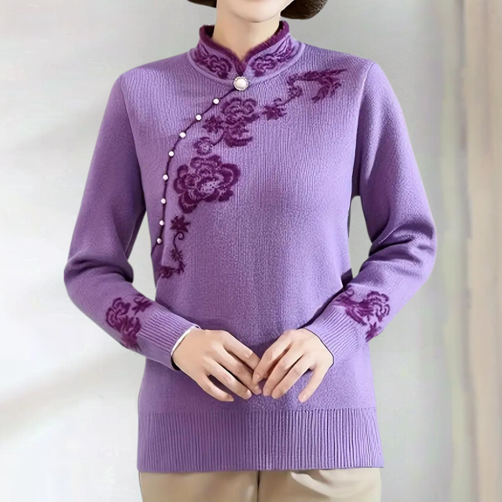 Emiliya - Elegante zomerse trui met mandarijnkraag voor dames