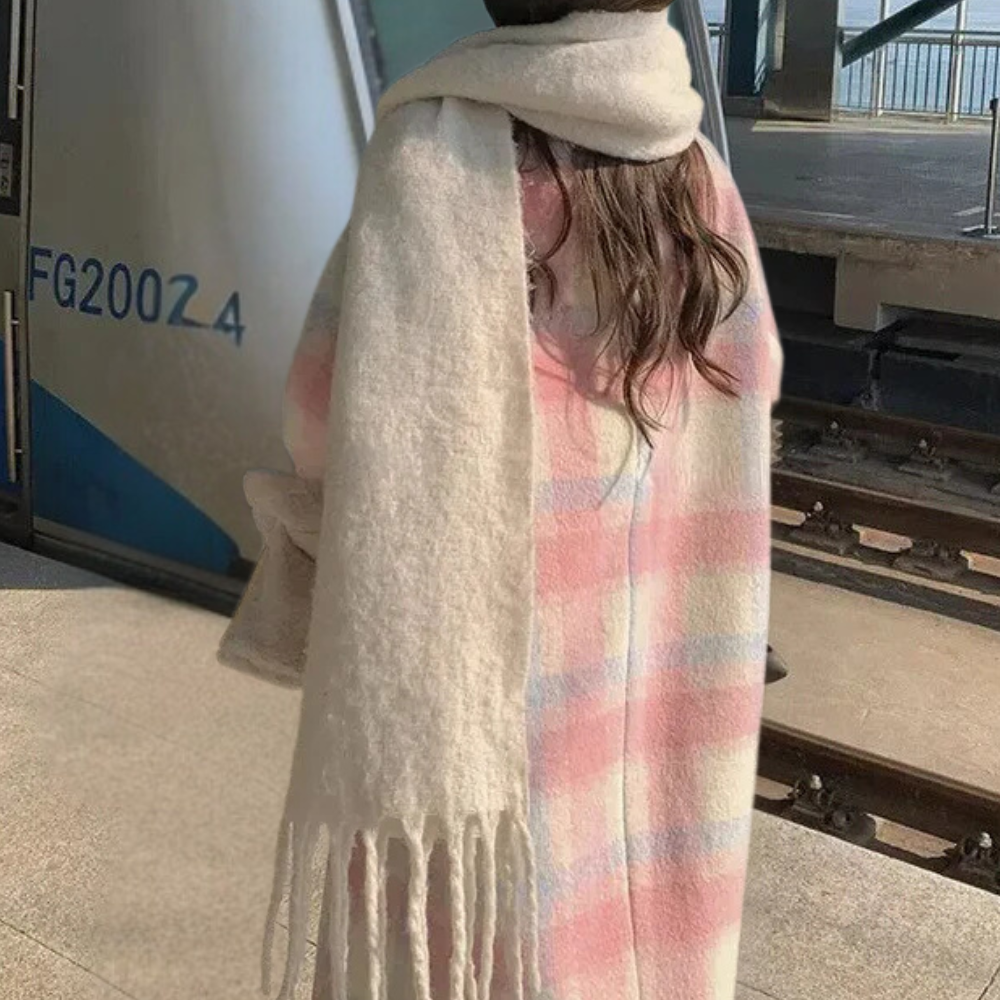 FLORIANE - Modieuze Lichte Zomerse Lange Geruite Mantel voor Dames