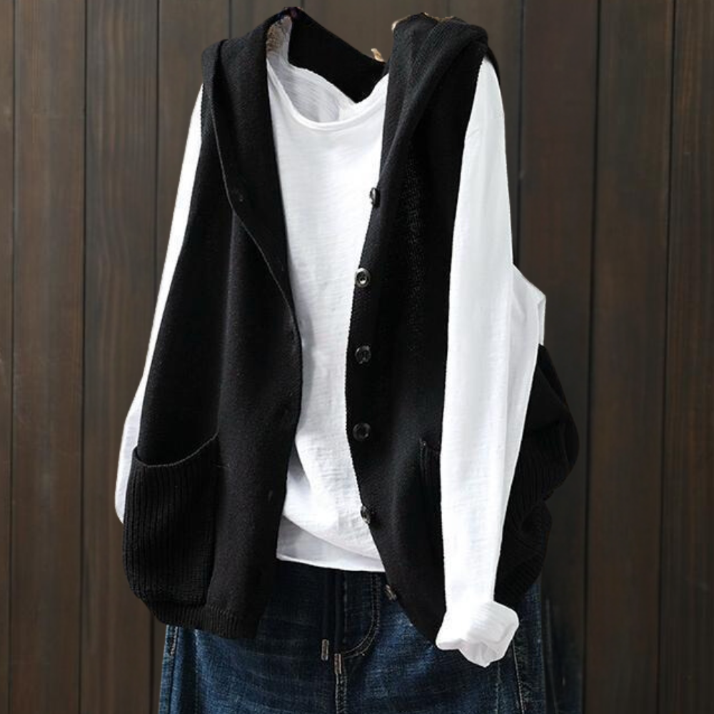 HEATHER - Luchtig Gebreid Dames Vest met Capuchon voor Zomer