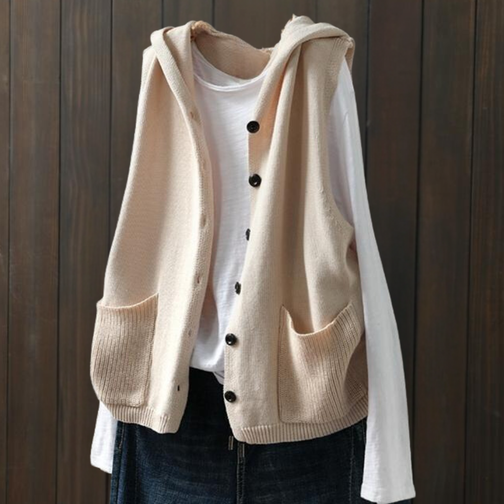 HEATHER - Luchtig Gebreid Dames Vest met Capuchon voor Zomer