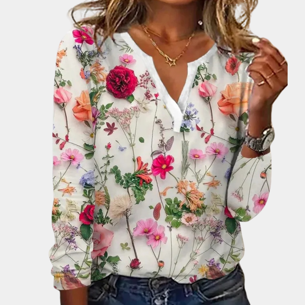 Casual zomerse gebloemde damesblouse