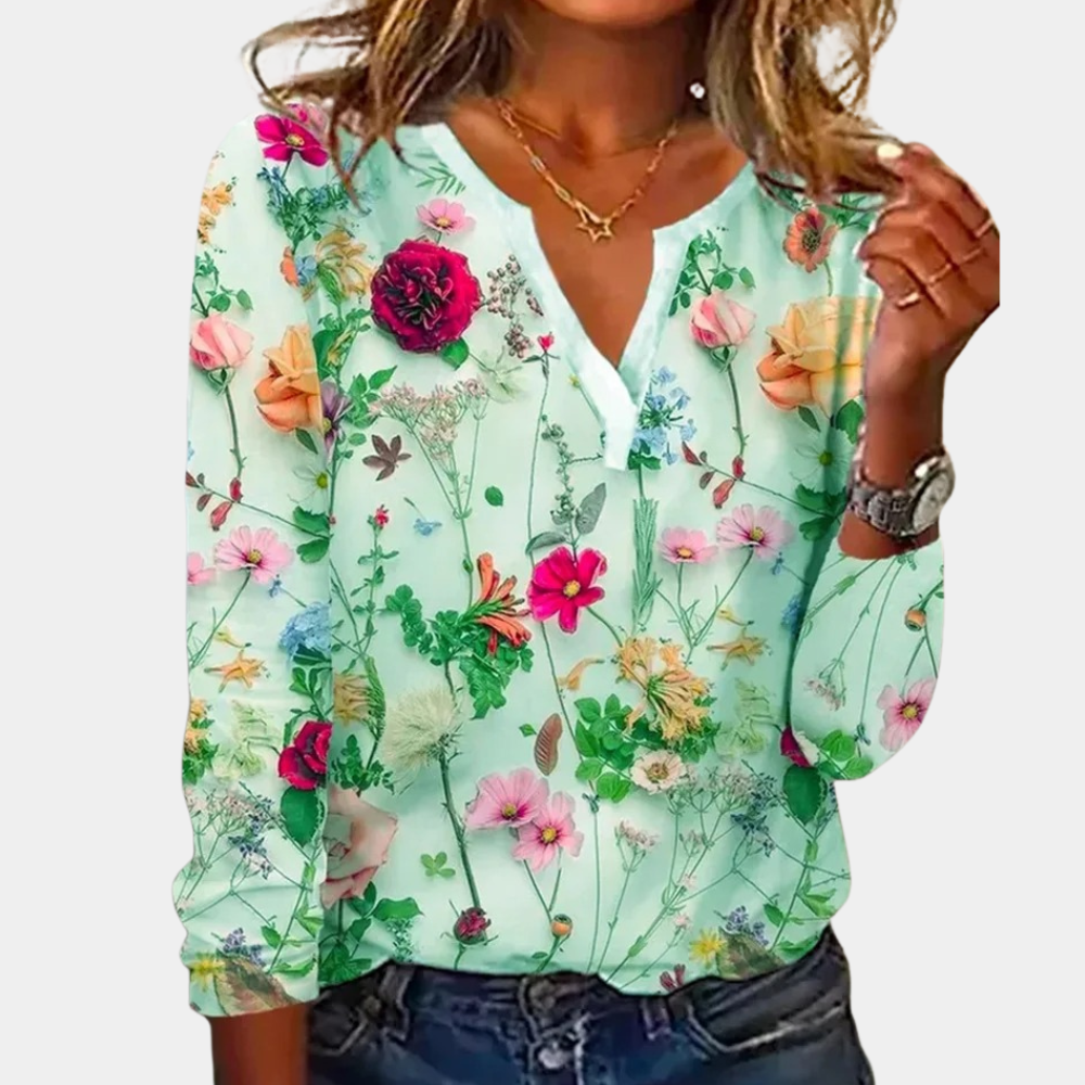 Casual zomerse gebloemde damesblouse