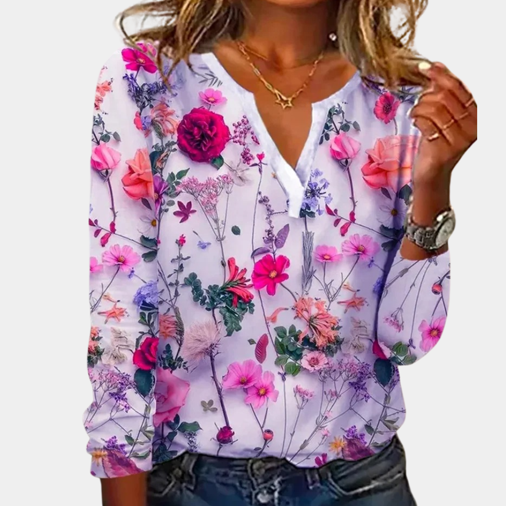 Casual zomerse gebloemde damesblouse