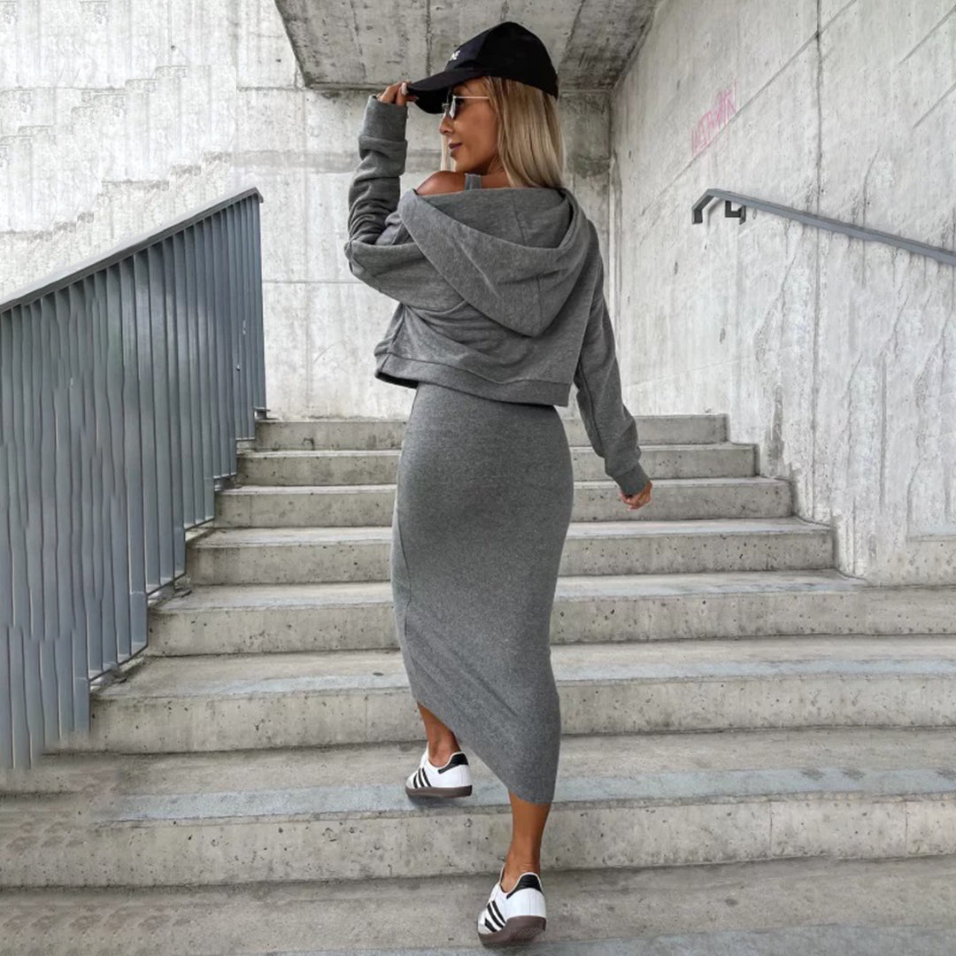 BESSIE - Elegante zomerjurk en sweatshirt set