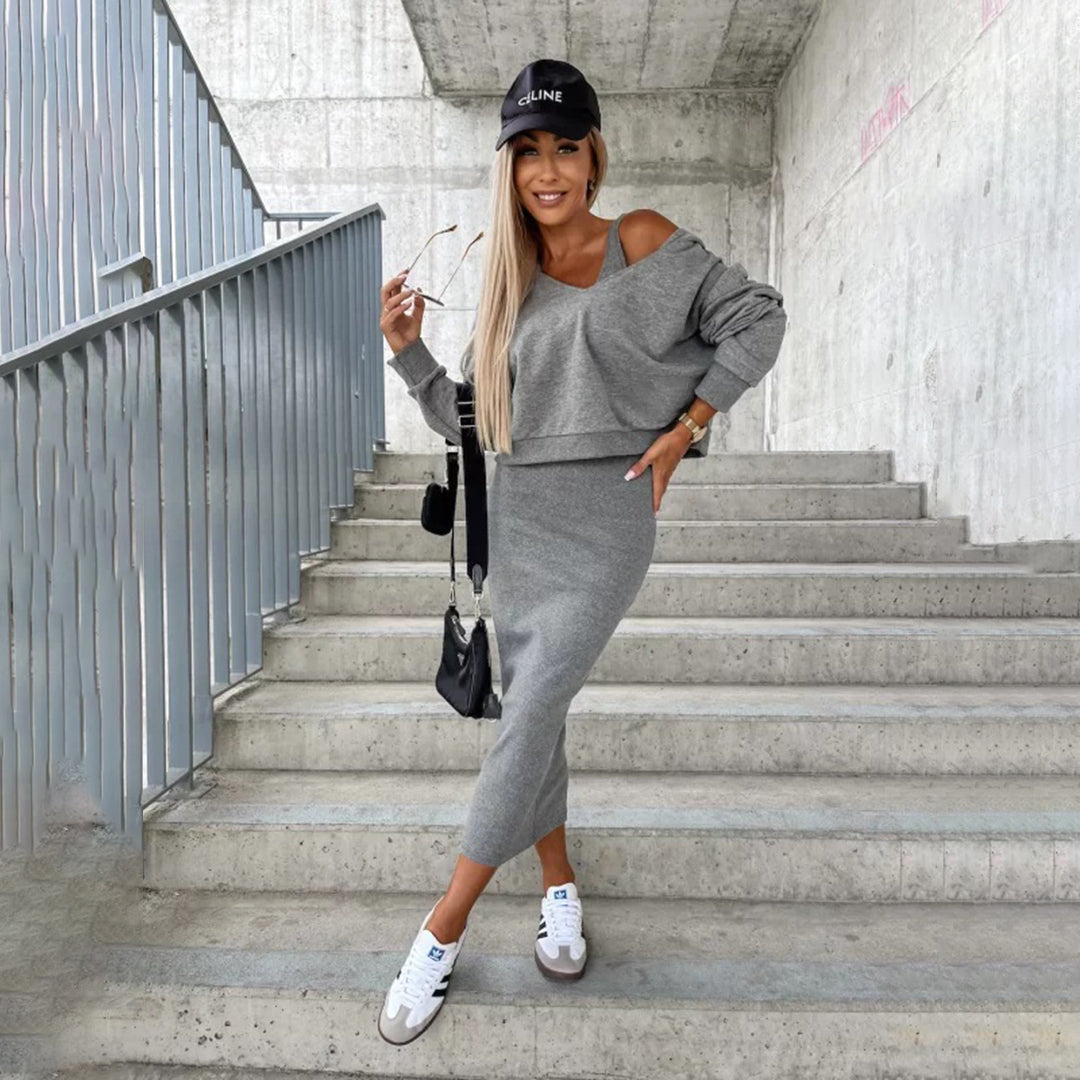 BESSIE - Elegante zomerjurk en sweatshirt set