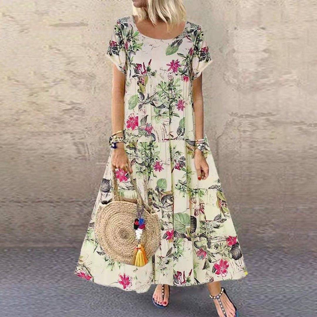 SASKIA - Vintage bloemen lange zomerjurk