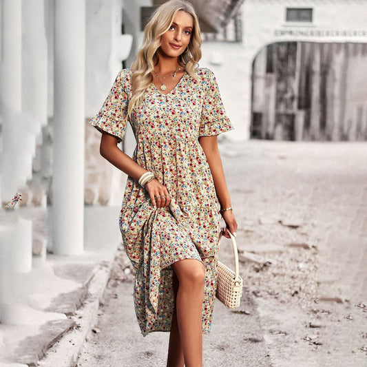 EMERY - Zomerse gebloemde midi-jurk