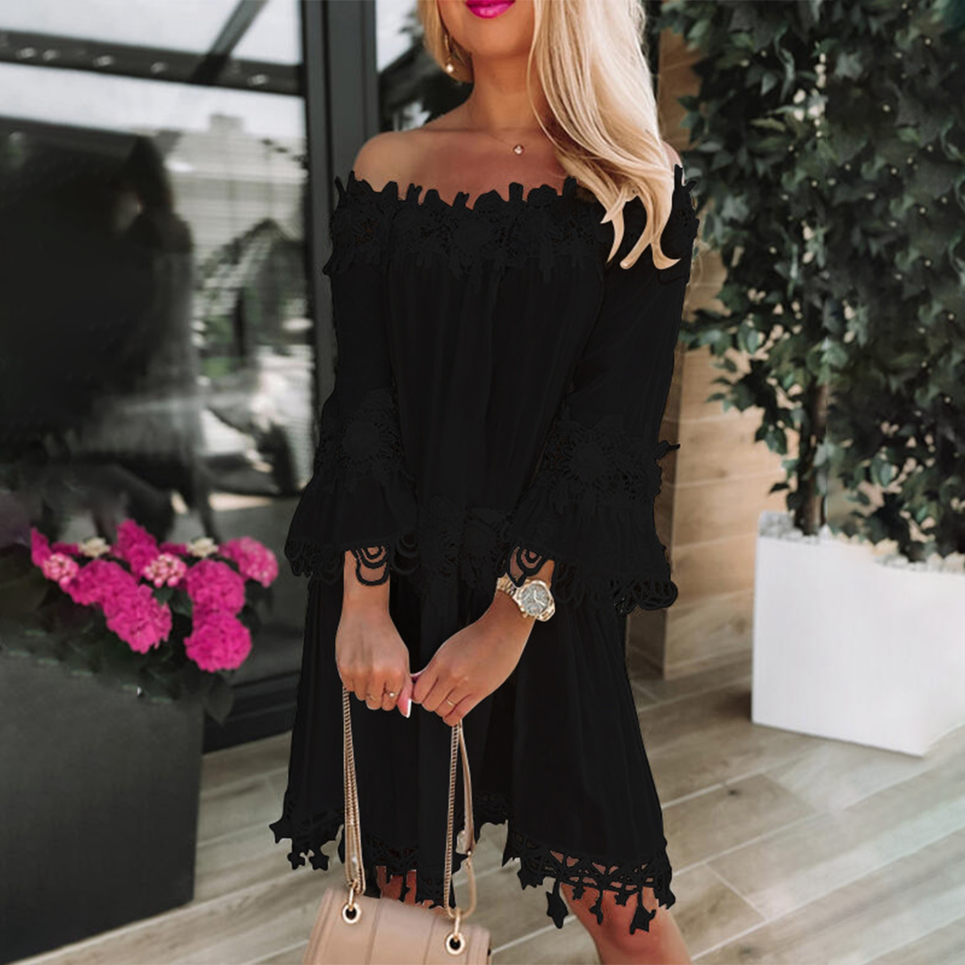DOROTA - Stijlvolle off shoulder zomerjurk